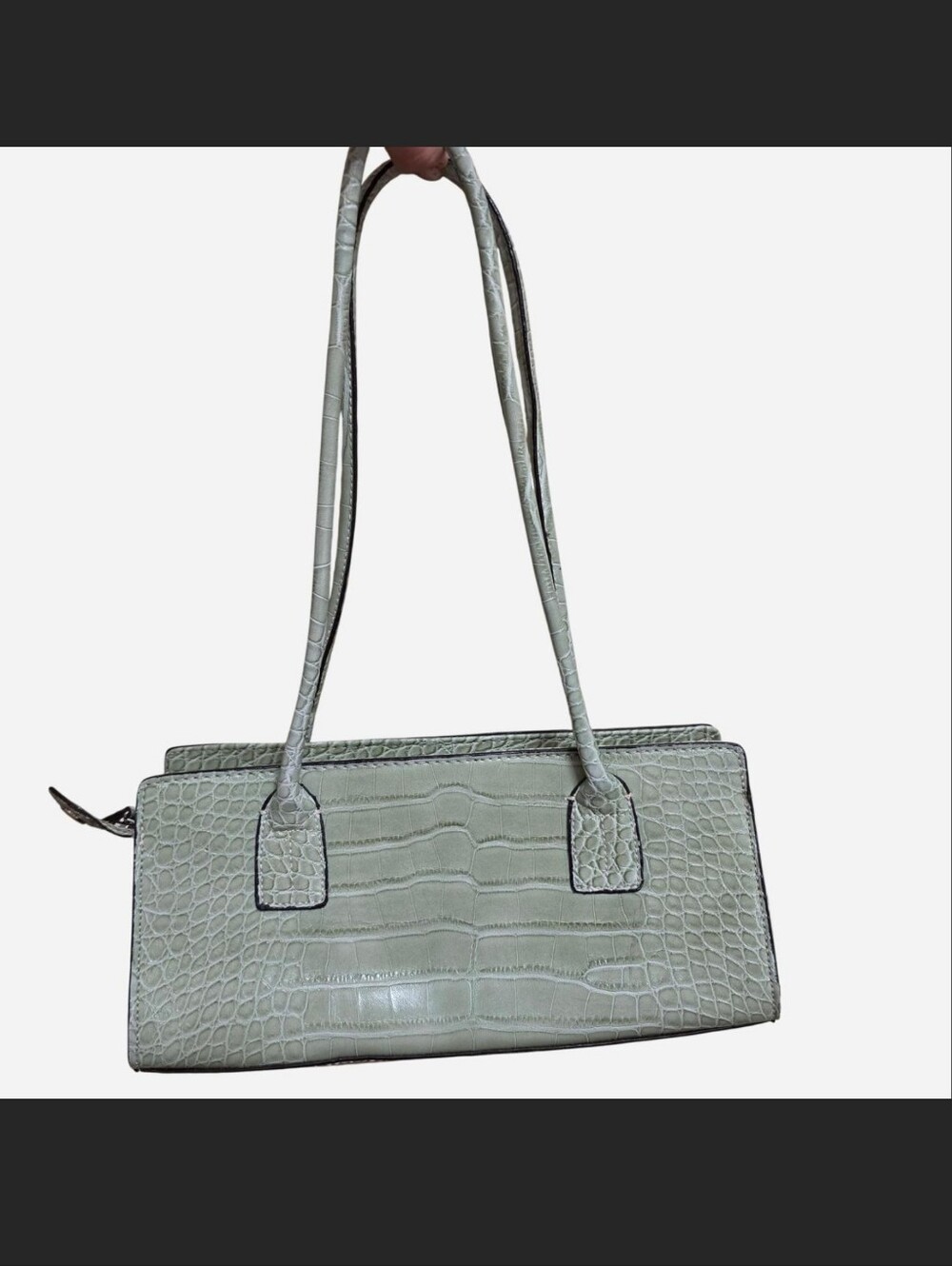 Tommy Hilfiger Vintage Y2k  Olive Green Croc-Embossed Shoulder Bag